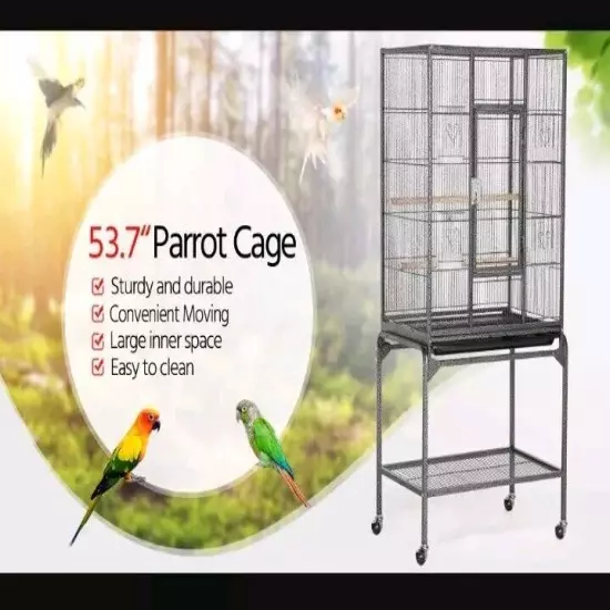 Yaheetech 52-inch Wrought Steel Standing Large Bird Cage with Stand New