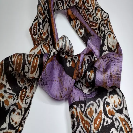 Lavender Silk Scarf Paisley Tribal Sun Vintage INDIA RICH LOOKING & BOHEMIAN 70s