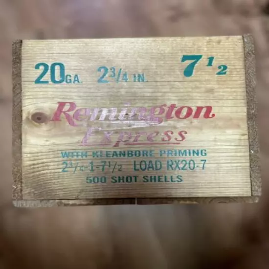 REMINGTON EXPRESS 20 GA. WOOD AMMO BOX ~ 500 SHELLS