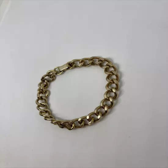 Men’s Yellow GOLD TONE Curb Chain Bracelet 7” Gold Tone