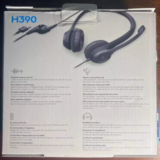 H390 Logitech Headset - Noise-Canceling Mic w/ Enhanced Digital Sound - USB A