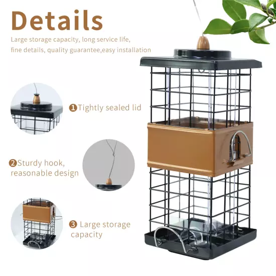 Easy Clean and Fill Bird Feeder Multiple Feeding Ports Wild Bird Seed Feeders