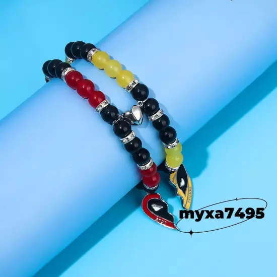 Cosplay Bracelet Deadpool 3 & Wolverine Beaded Heart Pendant Hand Chain Jewelry