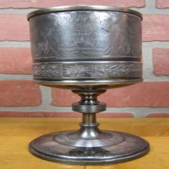 1886 NRC NEWPORT RIFLE CLUB Award Trophy Silver Plate Goblet Mountain Scene