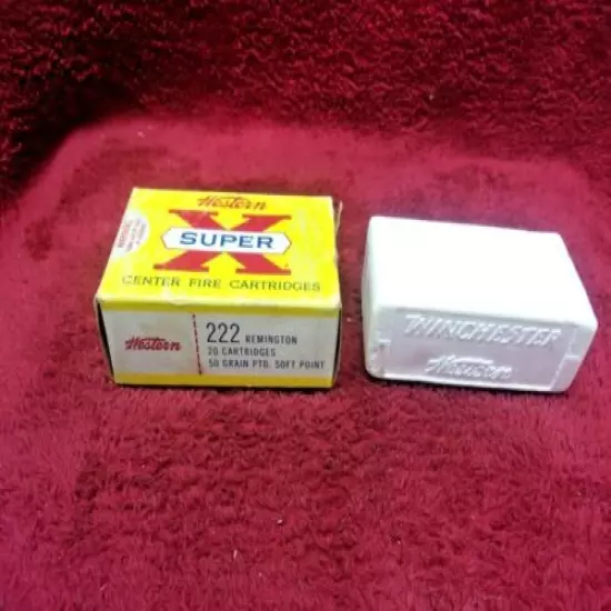  Vintage Western Super X, 222 Rem. 50 Gr. 20 Count, Ammo Box, (EMPTY) 