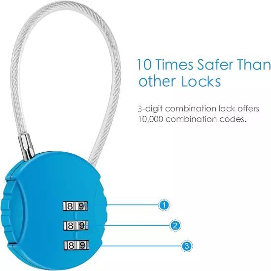 2 Pack Combination Lock 3 Digit Outdoor Waterproof Padlock for School Gym Locker