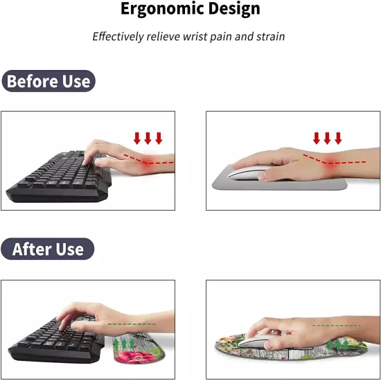 Ergonomic Mouse Pad with Wrist Support Gel and Keyboard Wrist Rest Set + Coaster