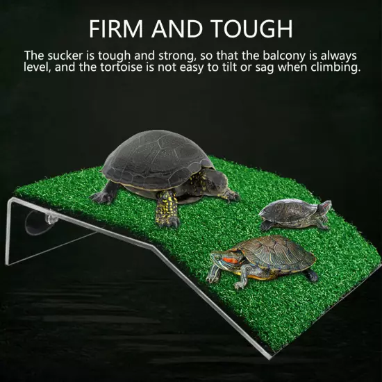 Tortoise Turtle Platform Basking Terrace Climbing Ladder Simulated Lawn PP beflz