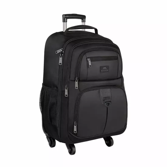 MATEIN Rolling Backpack w/ 4 Wheels, 17 inch Roller Travel Laptop Backpack Black