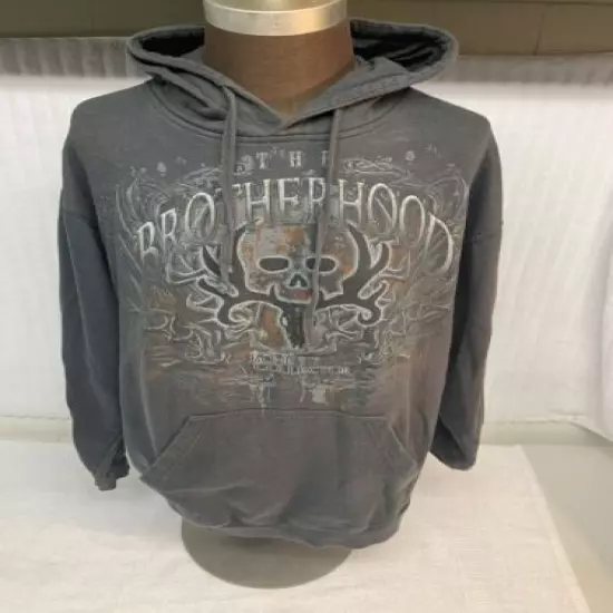 Men’s Bone Collector Brotherhood Gray Hoodie Sweatshirt Size M, Deer Hunting