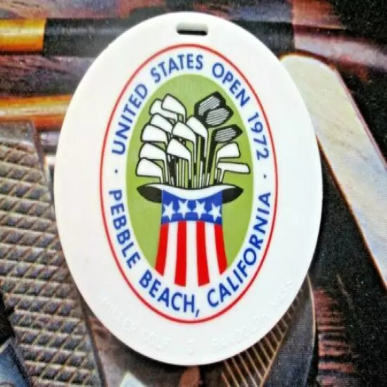 vtg PGA TOUR Golf Bag Tag - 1972 U.S. OPEN - Pebble Beach - Jack Nicklaus - USGA