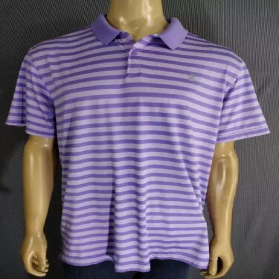 IZOD GOLF POLO SHIRT SS Mens XL Lavender Purple SS Athletic Striped Poly Spandex