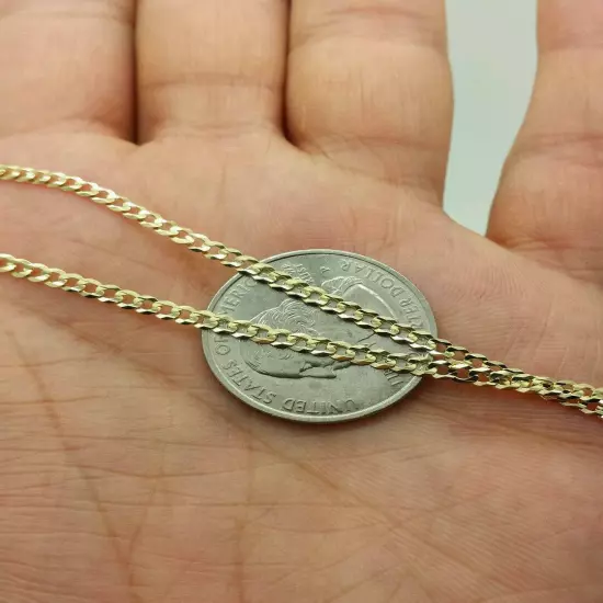 14K Solid Yellow Gold Cuban Chain Necklace 28"