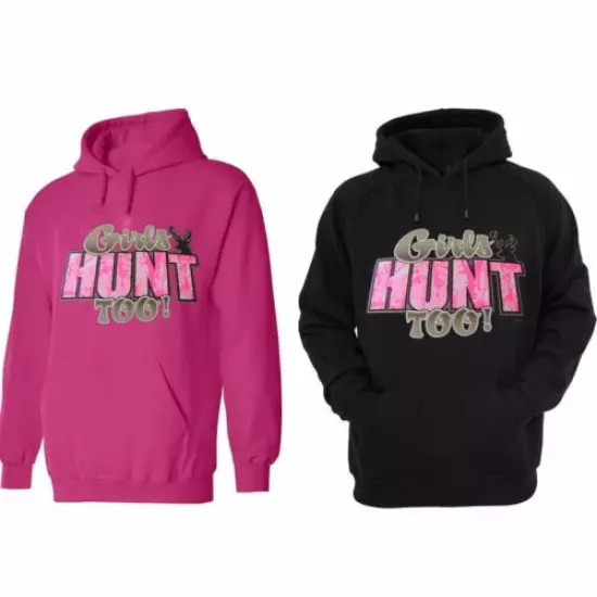 Women's Fuscia Black Hoodie Country Muddy Southern Camo Girl Hunts Deer Redneck 