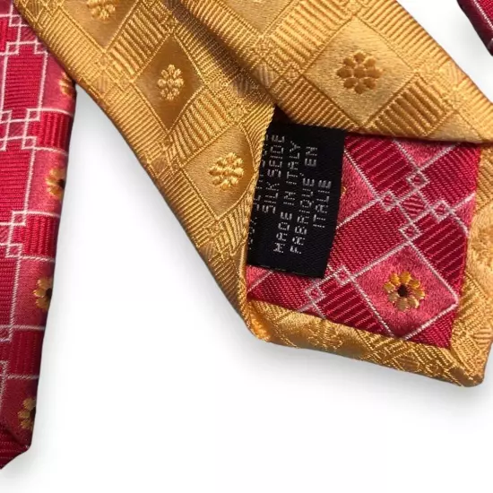 CANALI Necktie Men's Tie Red Pink Yellow 100% Silk Italy Exclusive Collection