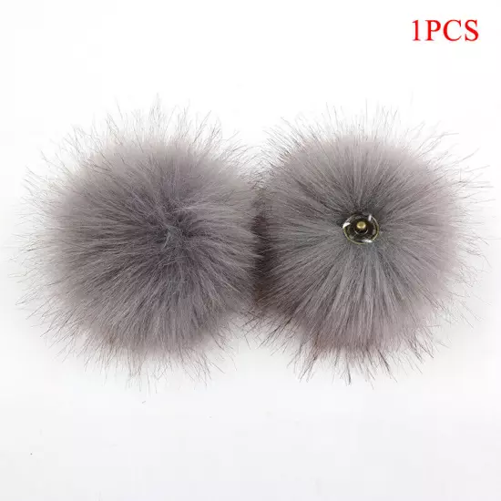 Fluffy Faux Fox Fur Pompom 8cm Pom Poms Ball with Dark Buckle DIY for Hat Bags"