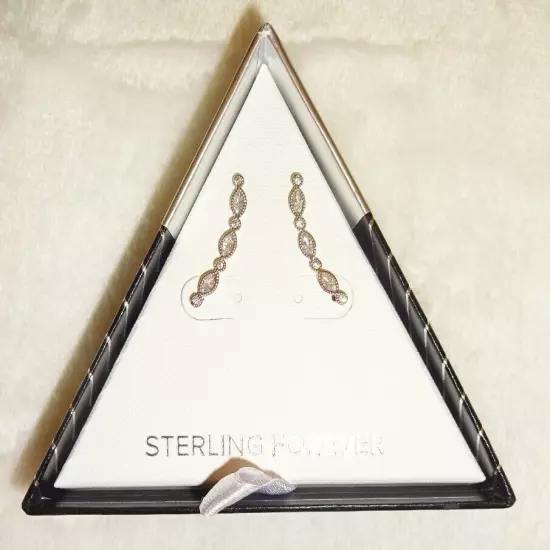 Sterling Forever Bezel Set Cubic Zirconia Ear Crawlers French Hook NIB GR8 GIFT