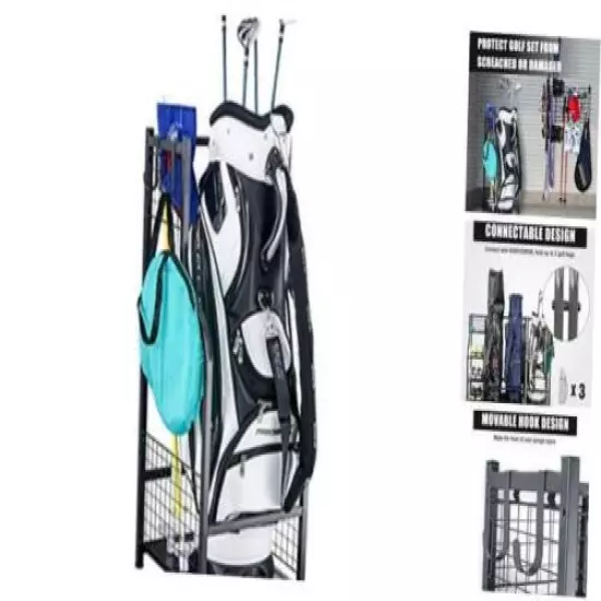  Golf Storage Garage Organizer,Golf Bag Storage Stand and Other Matte Black