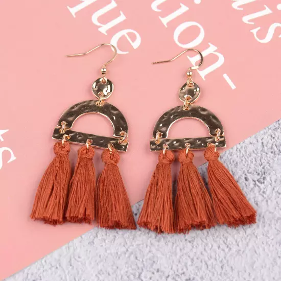 Fashion Women Bohemian Earrings Long Tassel Fringe Drop Dangle Ear Stud Jewelry