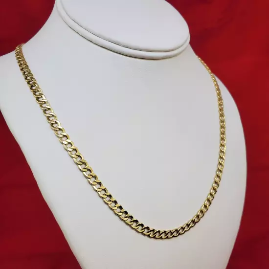 10K Solid Yellow Gold 2mm-7.5mm Curb Cuban Chain Link Necklace Bracelet 7"-30"