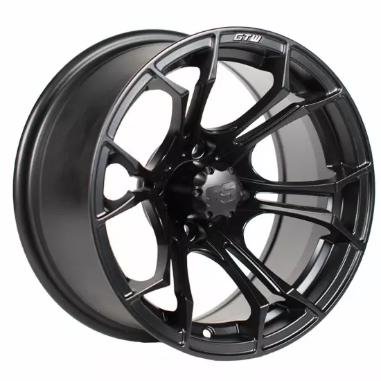 GTW 12x7 Spyder Matte Black Golf Cart Wheel | 3:4 Offset | 4x4 (101.6mm)