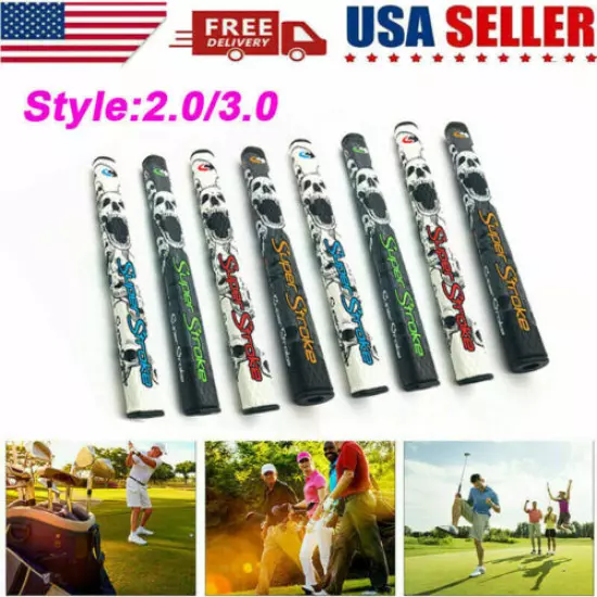 2.0/3.0 For Super Stroke Putter Golf Club Grip Skull Print Ultra Mid Slim Rubber