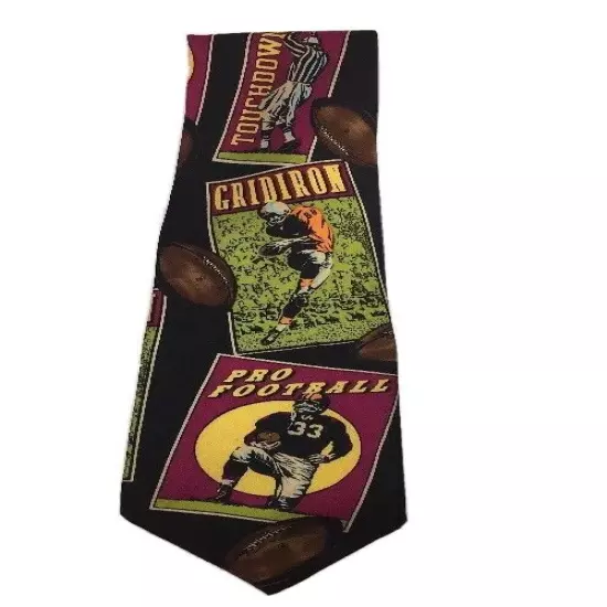 ADDICTION Men's Tie Retro Football Silk Multicolor Gridiron Touchdown