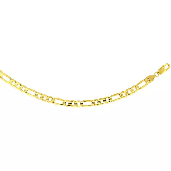 10k Solid Yellow Gold Figaro Chain Necklace 2.23mm-10.25mm Sz 16-30 Inches