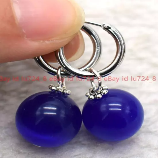 8/10/12mm Natural Multicolor Gemstone Round Beads Silver Leverback Earrings