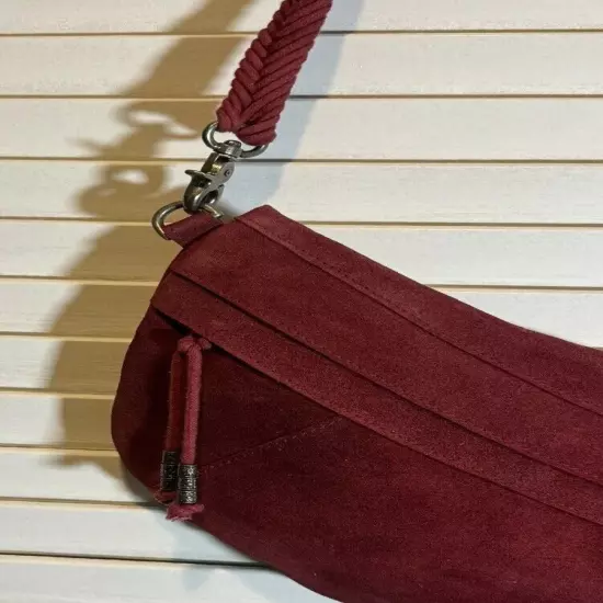 Free People Sweet Talker Red Suede Sling Bag Braided Strap Beaded Tassel NWT $88