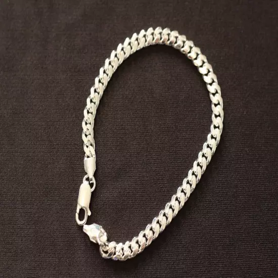 Italian 925 Sterling Silver Curb Cuban Bracelet 5.50 MM 8" 15.5 grams