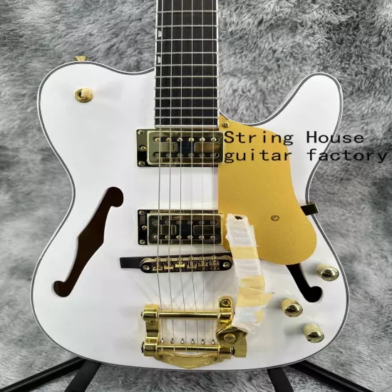 TELE Custom New Gloss White Electric Guitar Gold Hardware 2H Pickups Bigsby