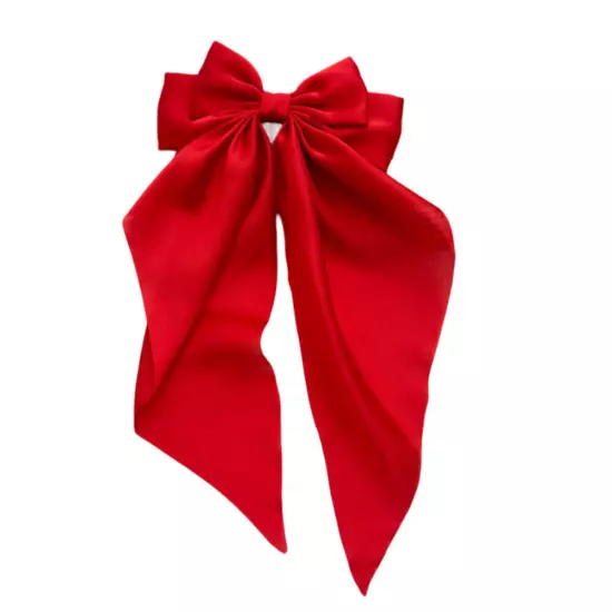 Women Big Bow Hair Clip Satin Ribbon Hairpin Two-layer Bow Long Ribbon Barrette⊱