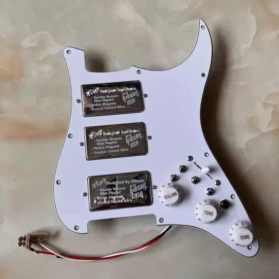 HHH Prewired Loaded Strat Pickguard Set Ainico 5 Humbucker Pickups for Fender ST