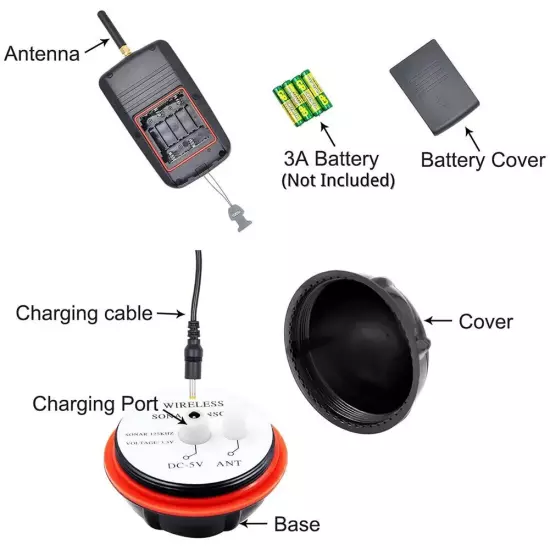 Wireless Sonar Fish Finder Underwater Depth Echo Sounder With Fishing Detector