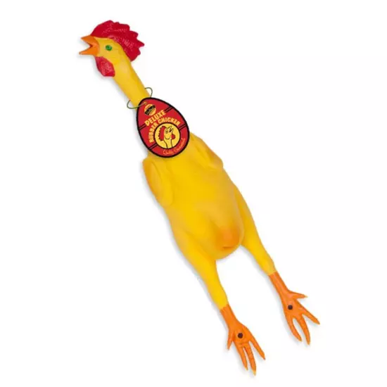 Deluxe Rubber Chicken Vinyl Yellow Prop 21" Funny Accessory Squeak Gag Gifts