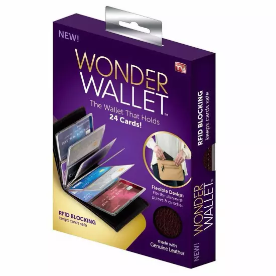 3 Pcs Original Wonder Wallet Amazing Thin Slim RFID Leather Wallet As Seen on TV