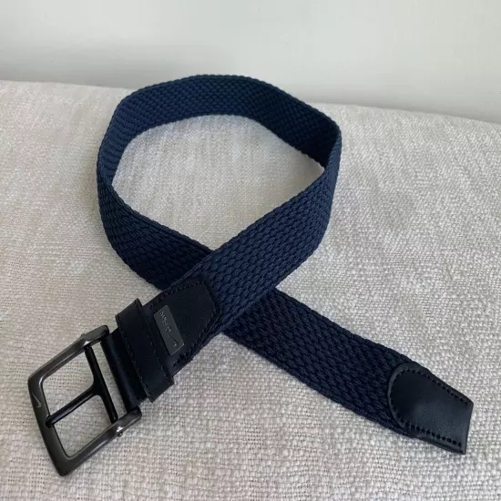 Nike Mens G-Flex Stretch Woven Golf Belt Small Dark Blue No-Hole Strap Buckle