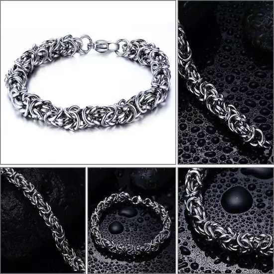 6/8/10mm High Quality Stainless Steel Silver Byzantine Chain Men/Women Bracelet