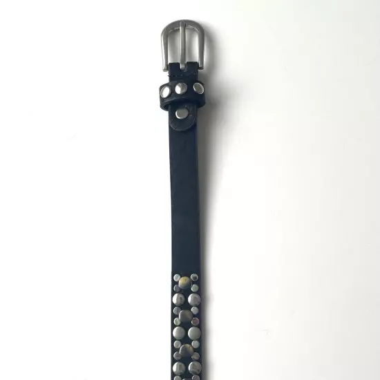 Black Leather Studded Belt Size L