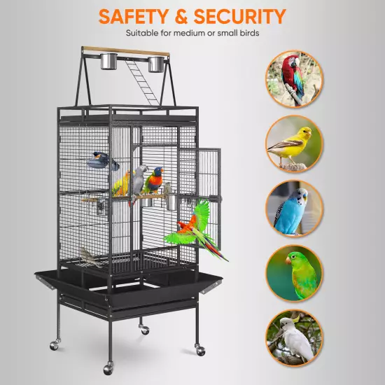 Multiple Sizes Rolling Bird Cage for Small Parrot Cockatiel Parakeet Cage Play