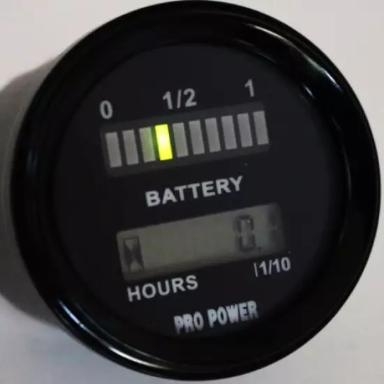 12 Volt LED Battery Indicator w/ Hour Meter MH Works With New Style Batteries