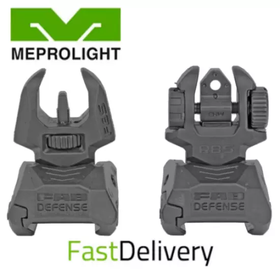 Meprolight FRBS Flip Backup Sights, 4 Dot Rear, Fits Picatinny Rail, Black