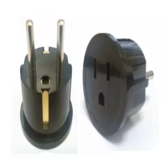 3PK European Asian Schuko Plug Adapter - USA to Europe / Asia American to Euro