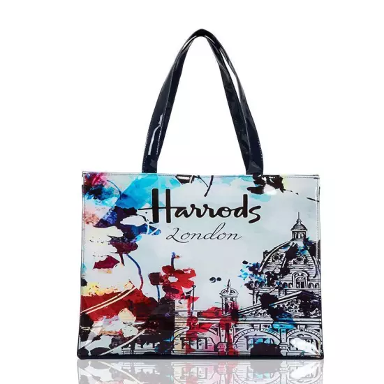 Women PVC Waterproof Shopping Storage Harrods London Shoulder Bag Large Handbags