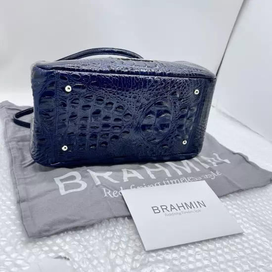 Brahmin Dayton Melbourne Shoulder Bag Dark Blue NWOT Registration /Dust Cover