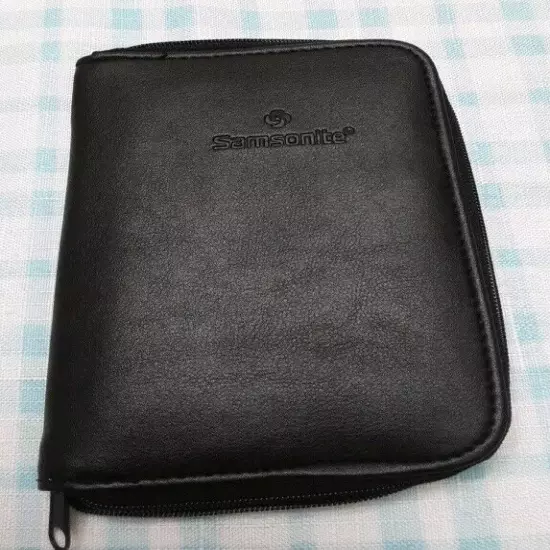 Black SAMSONITE Travel Wallet Passport Holder Bifold Zipped Case 6"x4.5"