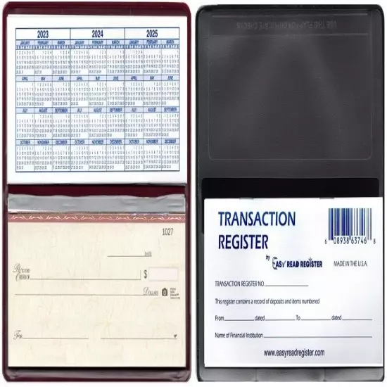 5 Checkbook Registers with 1 Vinyl Checkbook Cover for Top Tear Checks