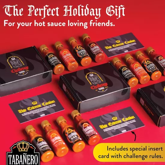 Mini Hot Sauce Challenge Box by Tabañero, Original, Extra Hot, XXX &... 