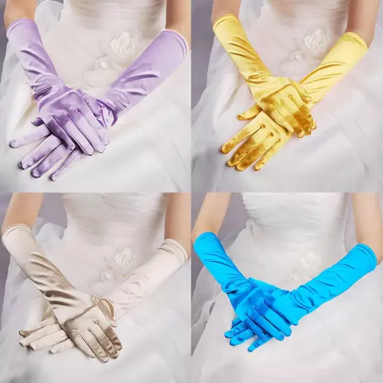 Women's Satin Long Gloves Opera Wedding Bridal Evening Party Prom Costume Glove